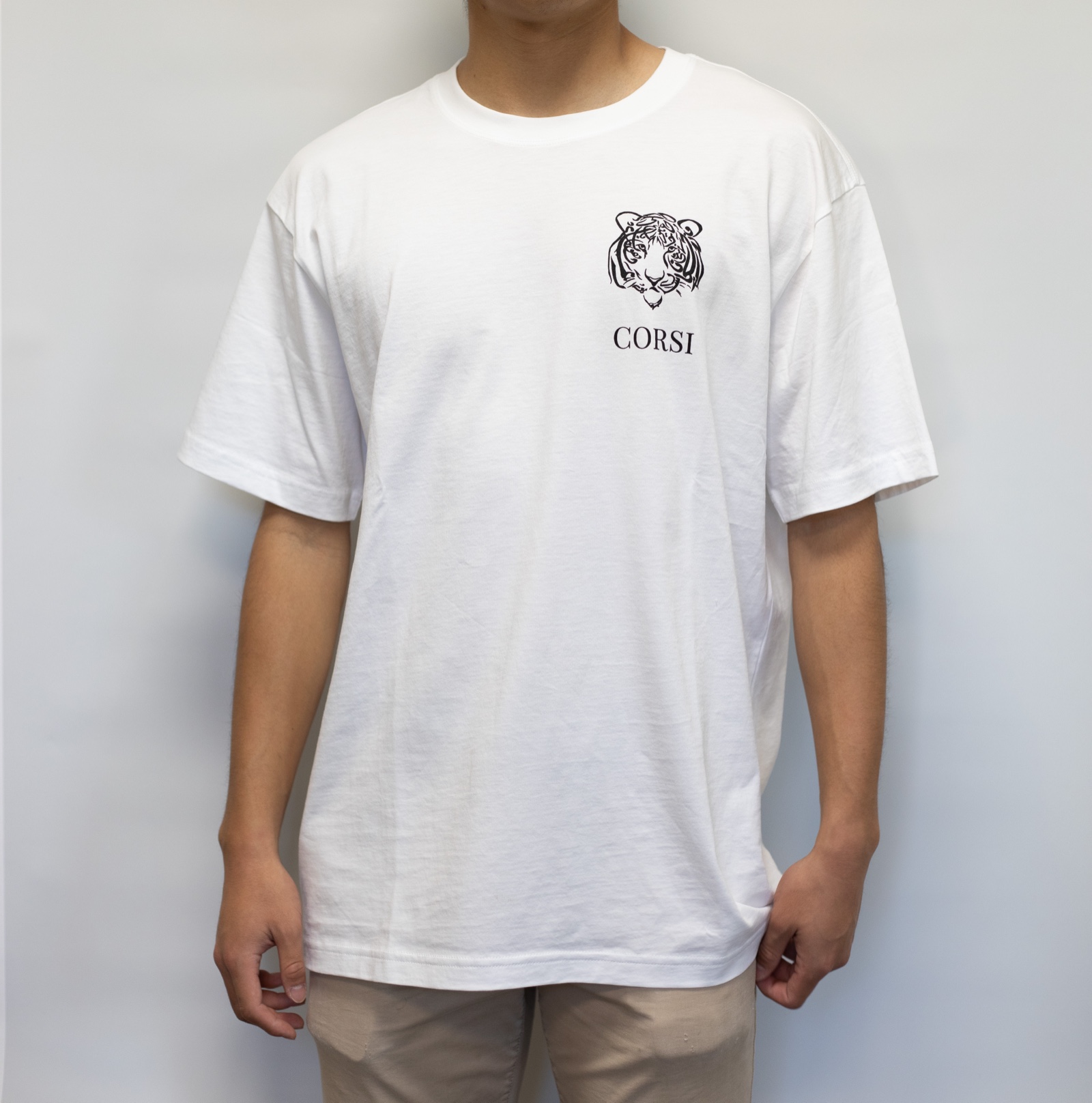 Corsi Arabic Calligraphy T-shirt worn by a model